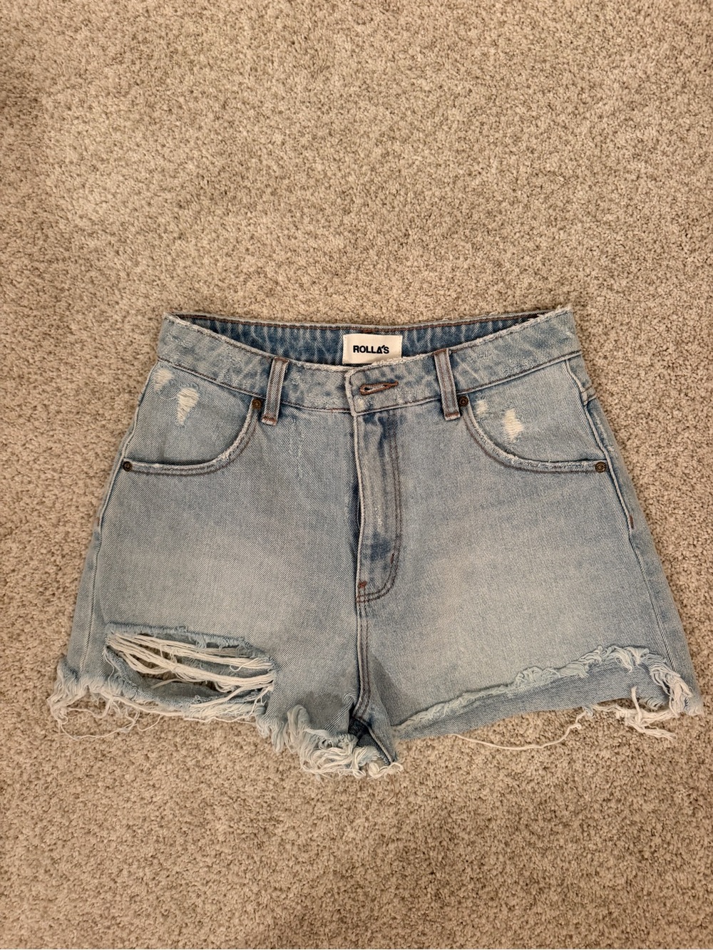 ROLLA'S Light Blue Distressed Denim Cutoff Shorts